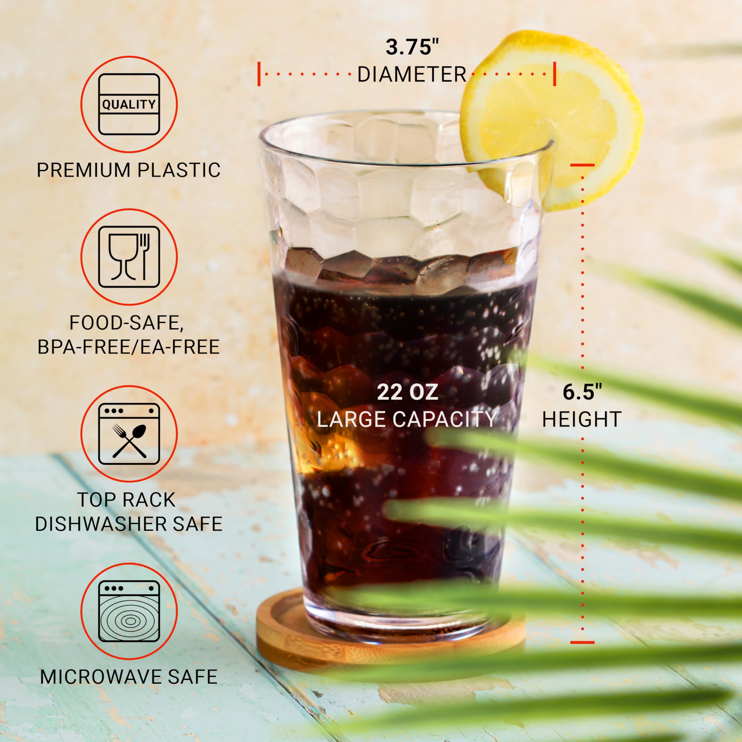 Bravario Set de 6 vasos, práctico para fiestas.