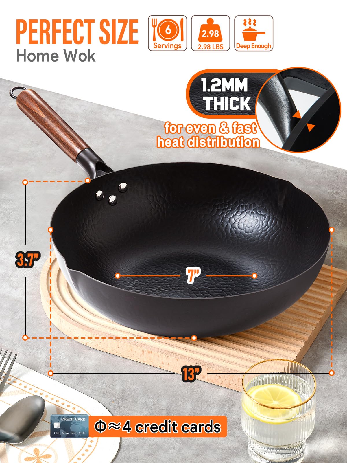 Accesorios BrBrGo para wok, incluye cuchara de madera y utensilios
