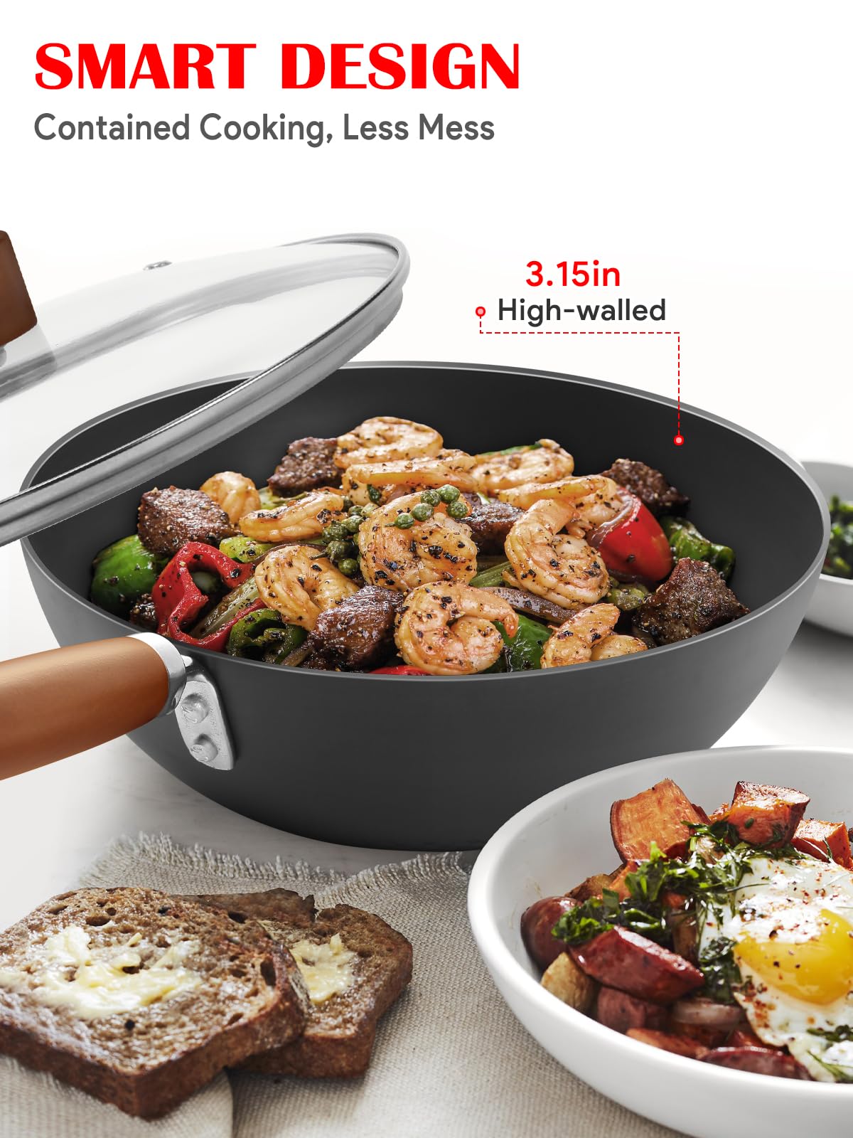 BrBrGo sarten ligero de 1,6 lb para voltear sin esfuerzo.