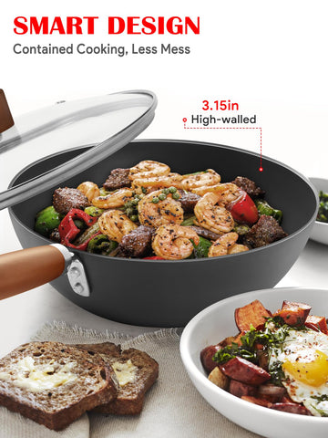 BrBrGo sarten ligero de 1,6 lb para voltear sin esfuerzo.