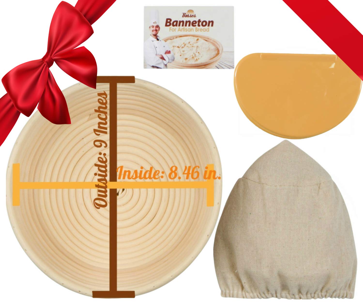 Bread Bosses banetón 9 pulgadas con patrones espirales para pan artesano