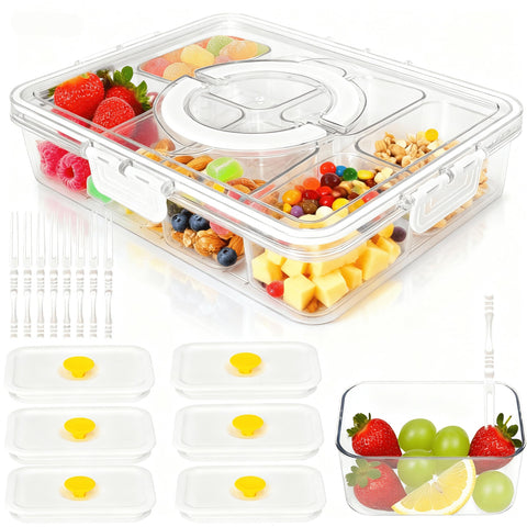Breakwater Snackle Box con 8 compartimentos claros para organización de bocadillos