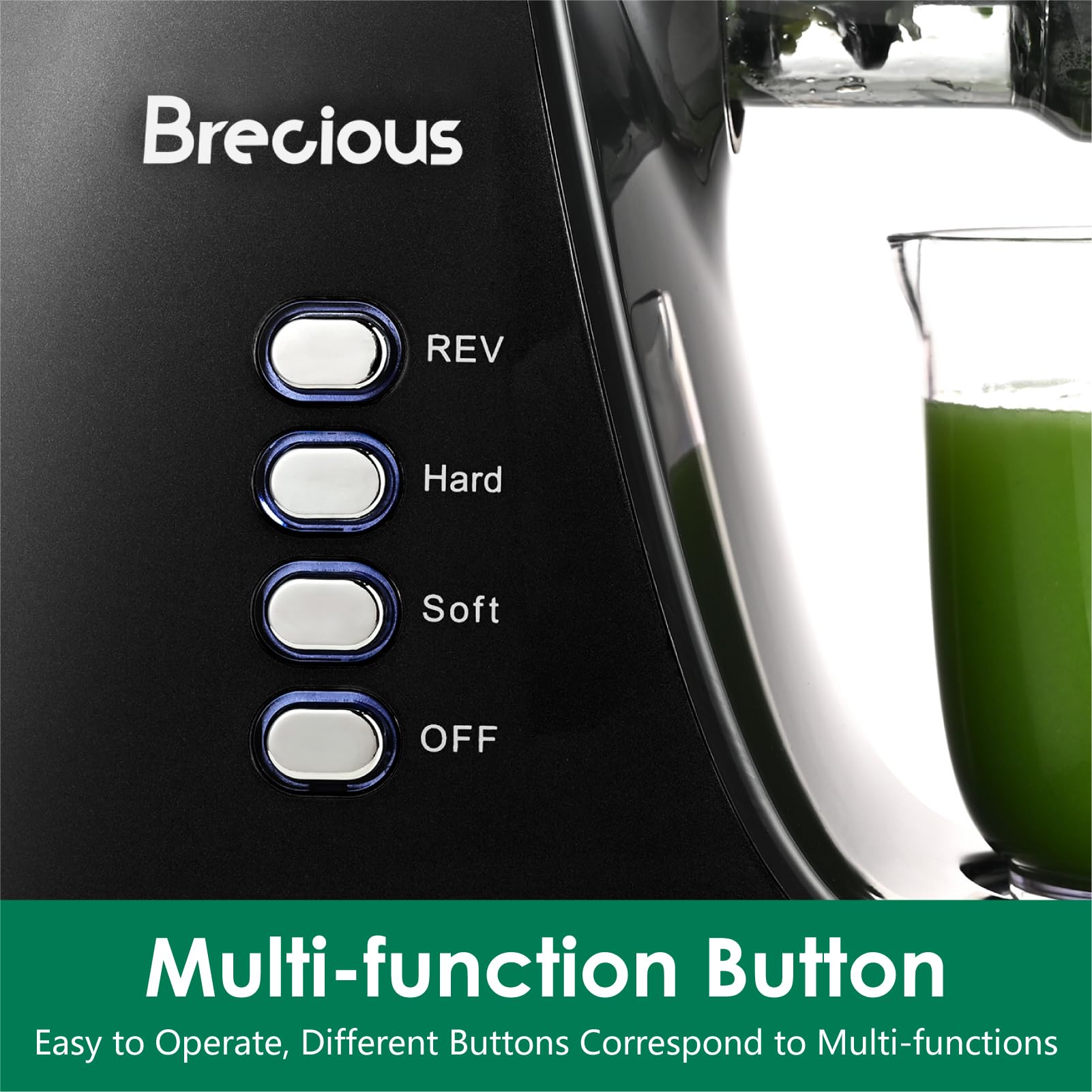 BRECIOUS Exprimidor, diseño negro: cocina moderna y robusta