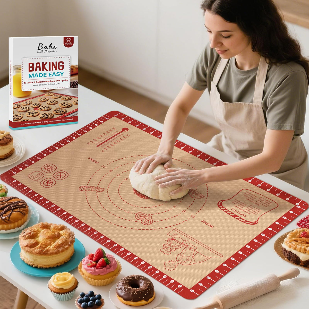 Bredominant mat de silicona sin resbalos para hornear recetas con estabilidad.