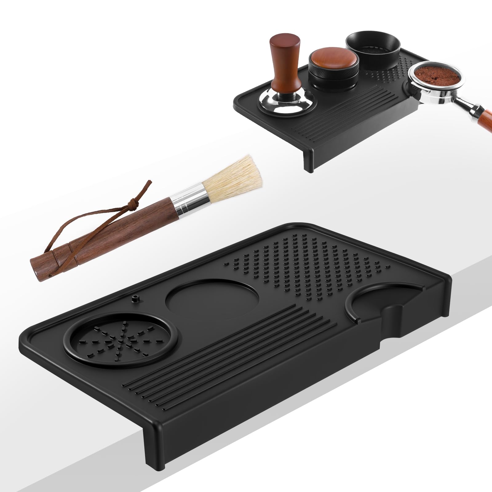 Breewenf alfombrilla de compactación para espresso, superficie estable y antideslizante para baristas en casa.
