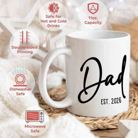 Taza Breezy Valley regalo para papá primerizo, ideal para anuncios y celebraciones.