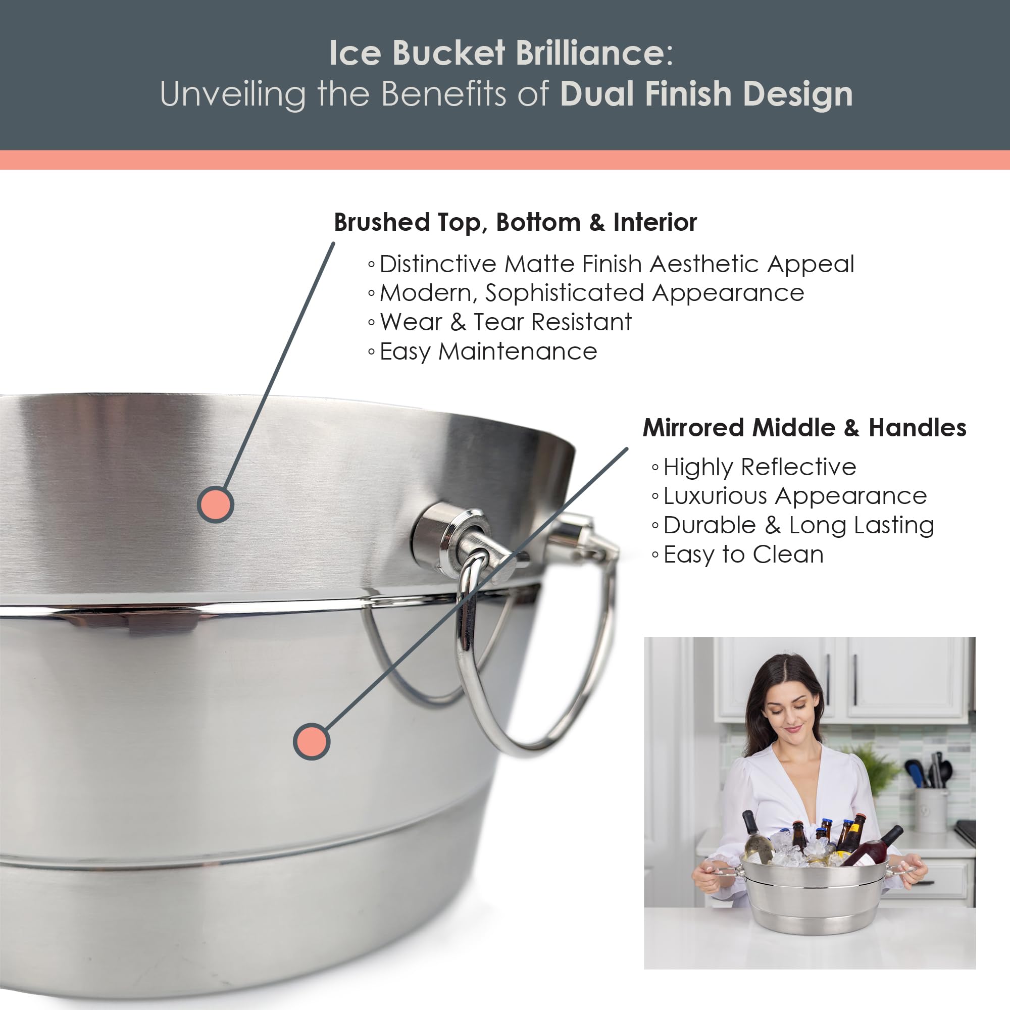 Cubeta BREKX hielo diseño multifuncional sirve como bandeja decorativa.