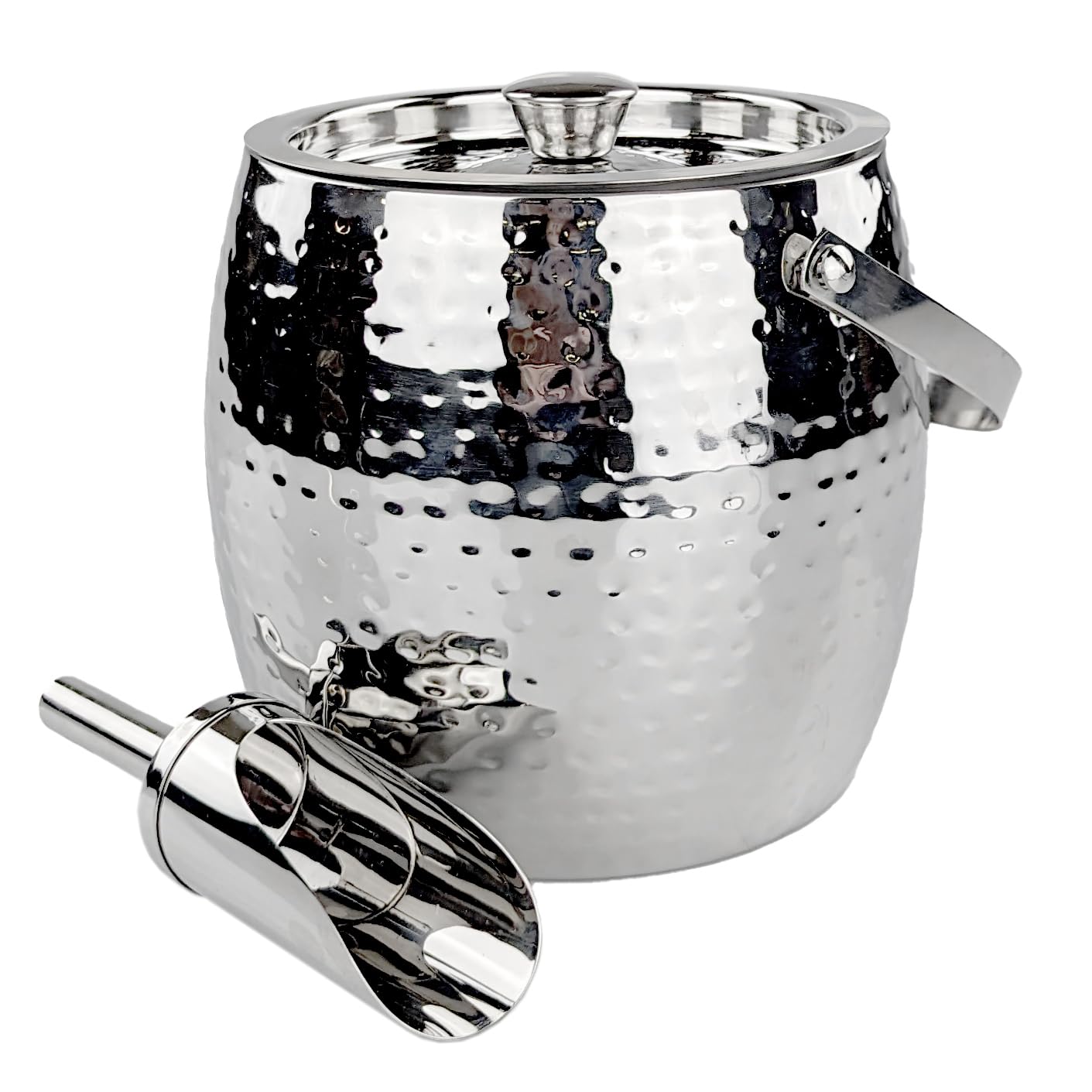 Hielera BREKX 3QT con tapa y cucharón, ideal para enfriar bebidas en eventos.