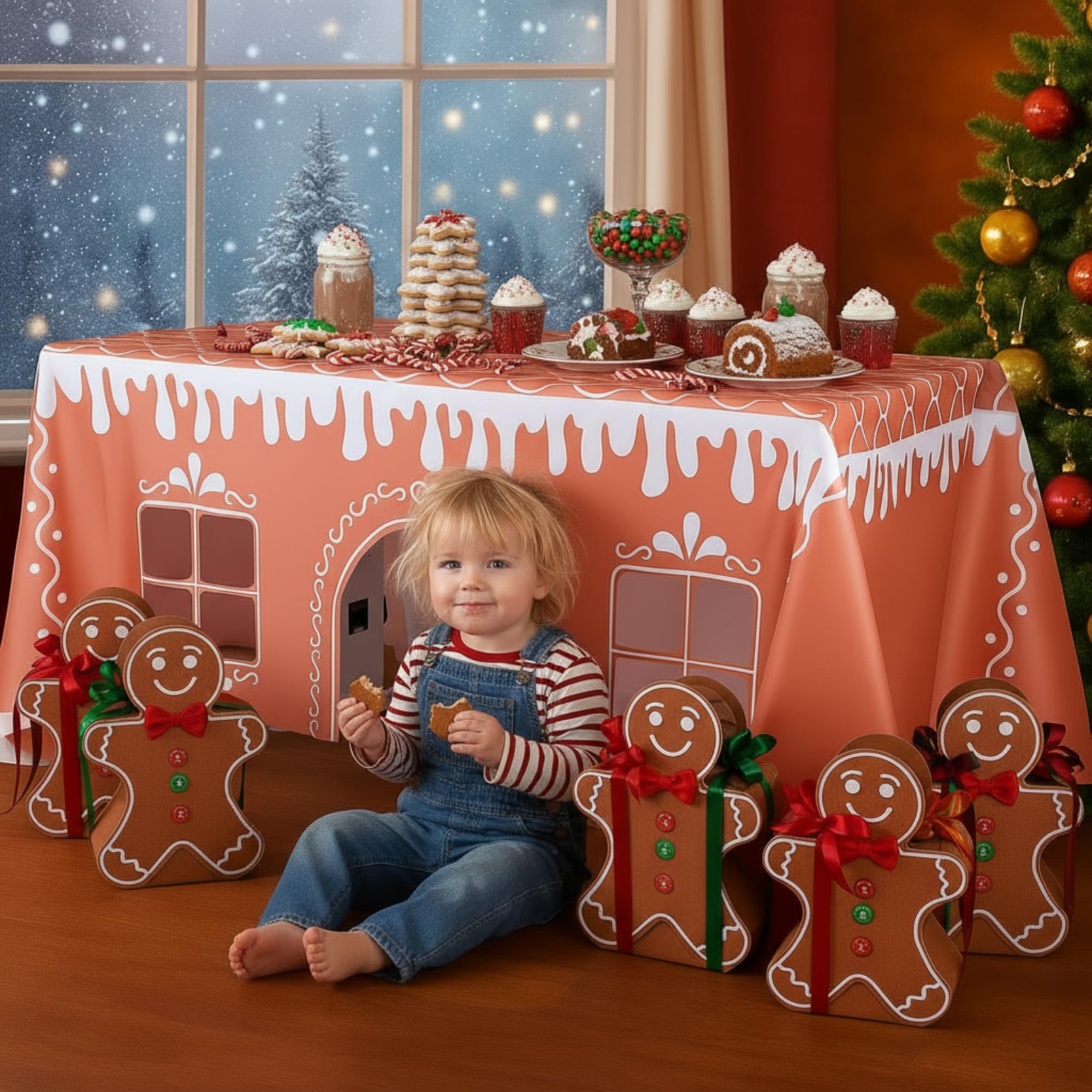 Breling Mantel crea ambiente navideño y fotografía de recuerdo.