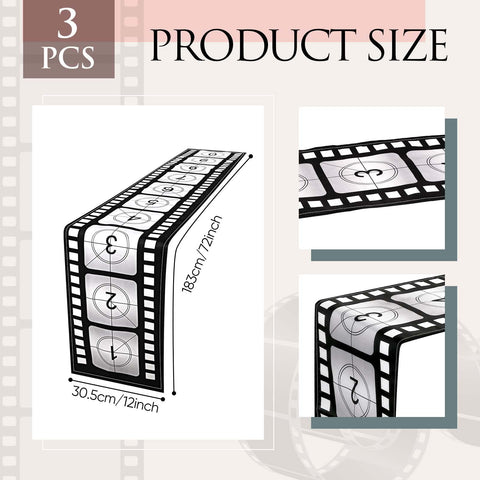 Detalle de cinta de película Breling para un toque cinematográfico en la mesa.