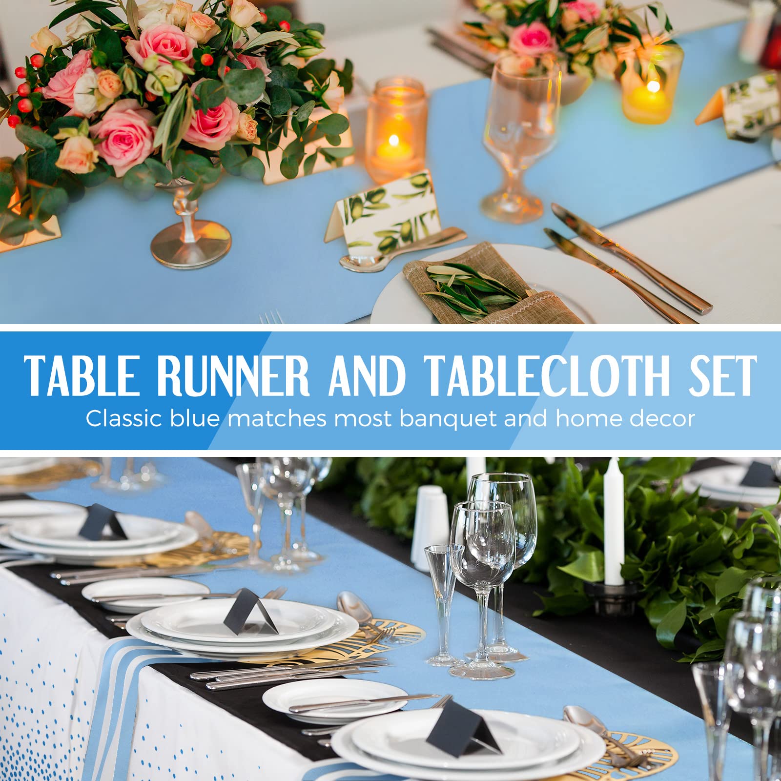 Mantel Breling con puntos, azul y blanco, acento decorativo sutil para eventos.