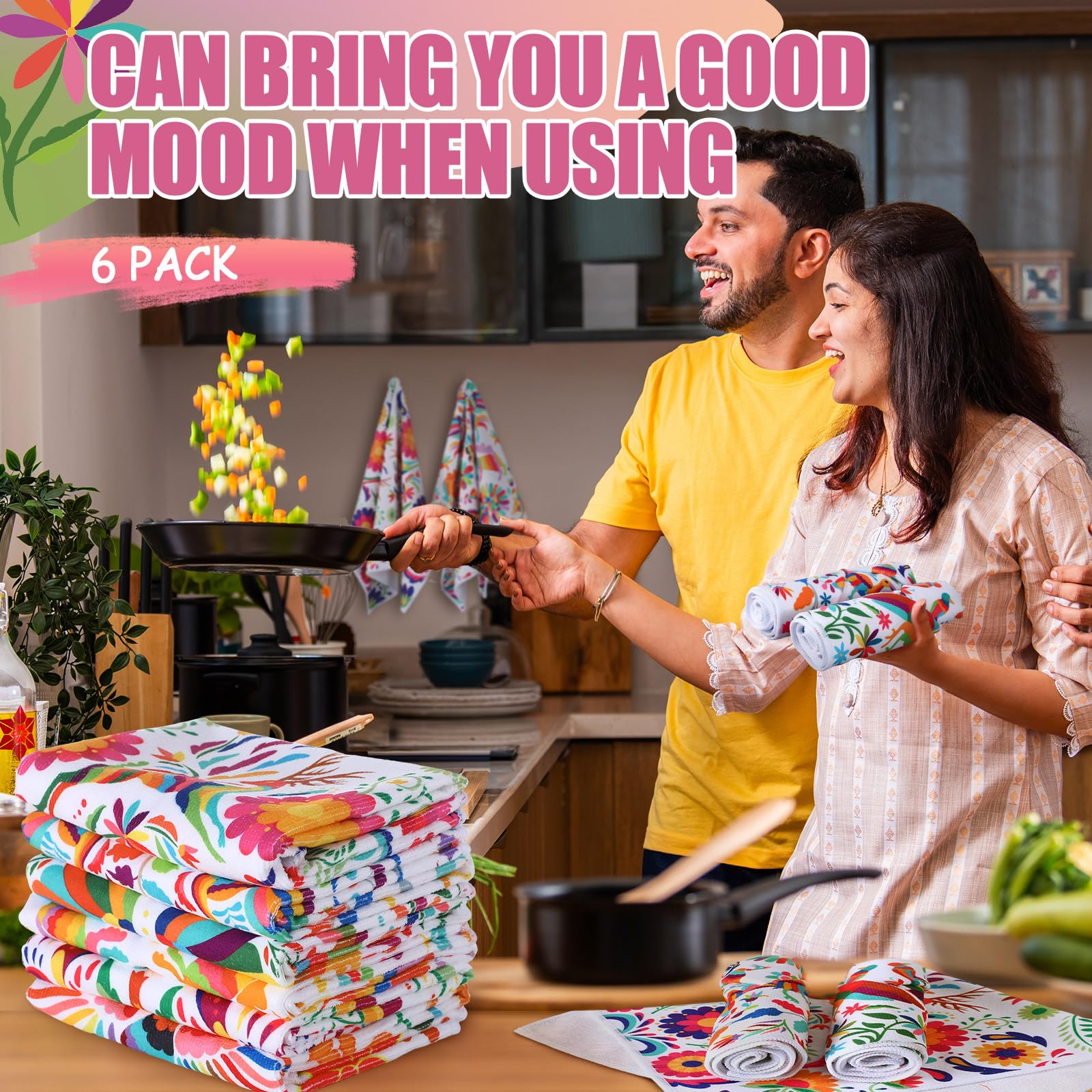 Breling toalla de cocina con motivos florales para secar platos.