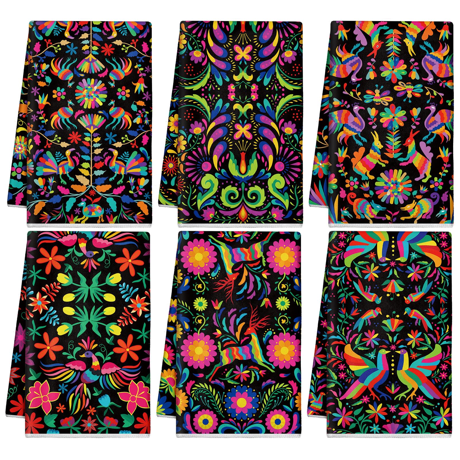 Breling toallas de cocina con flores mexicanas, patrón colorido para secar rápidamente.