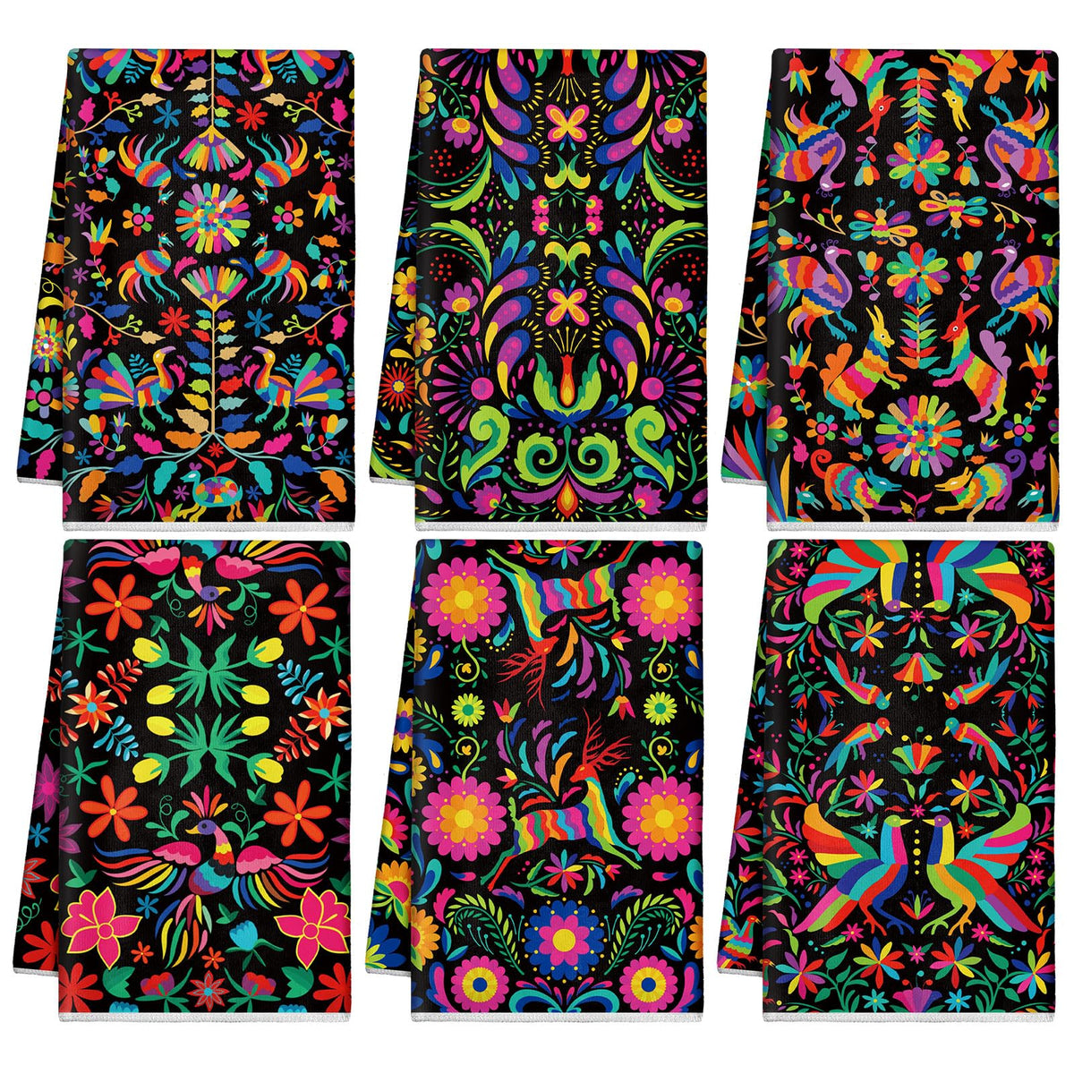 Breling toallas de cocina con flores mexicanas, patrón colorido para secar rápidamente.
