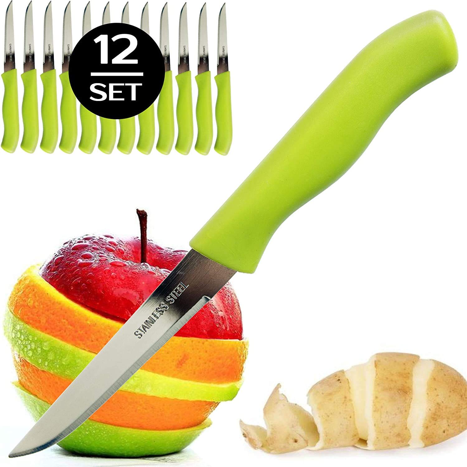 Cuchillo pelador Brenium punta lanza, acero inoxidable, corte limpio en frutas.