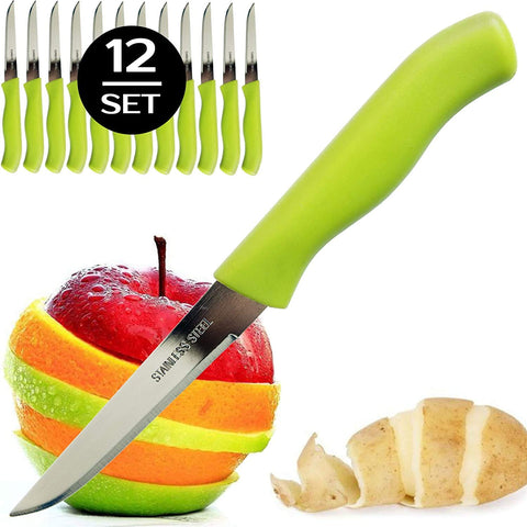 Cuchillo pelador Brenium punta lanza, acero inoxidable, corte limpio en frutas.