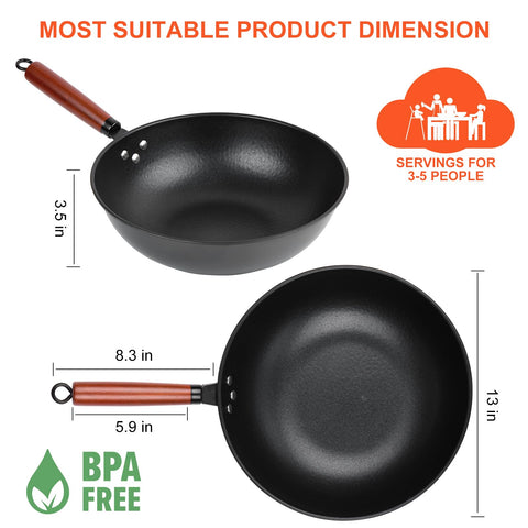 Asa de madera antiquemaduras del wok Bretor para cocinar con seguridad.