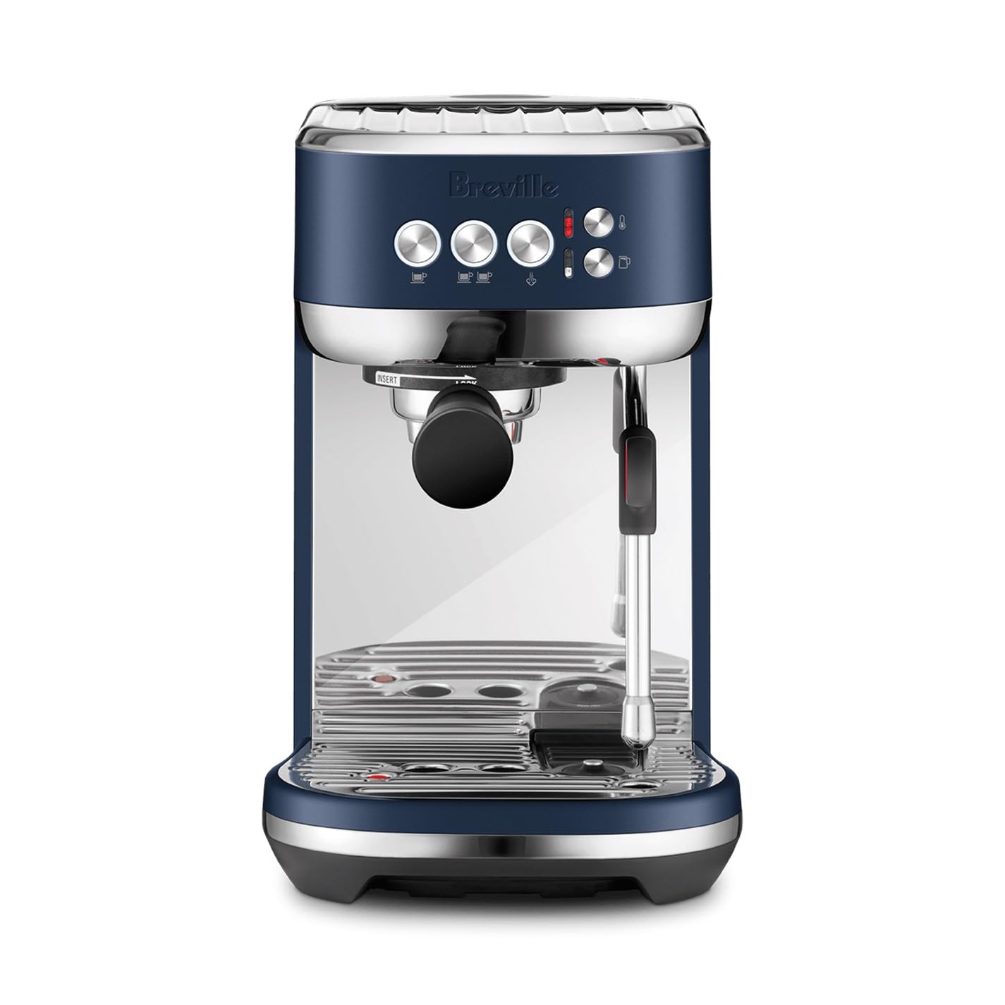 Breville Bambino Plus, frente compacto, ideal para cocinas pequeñas y encimeras.