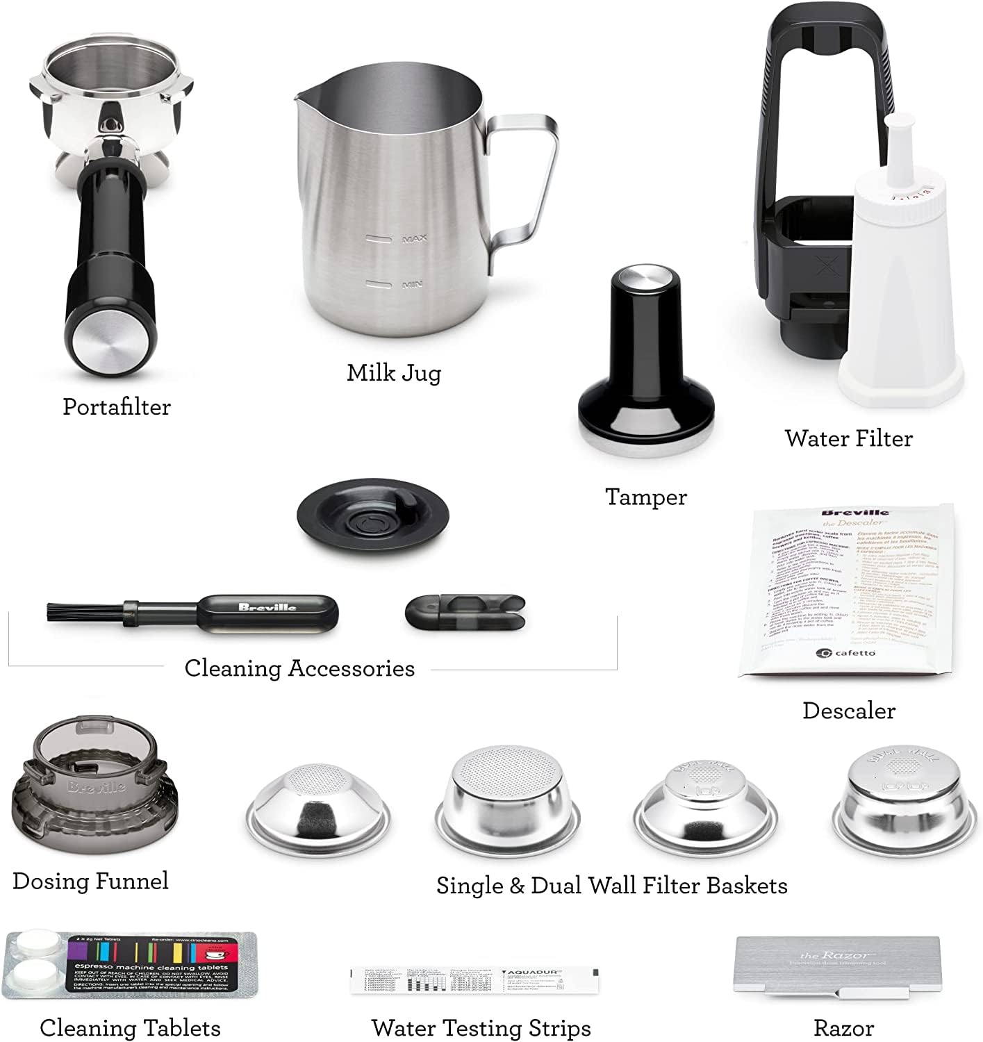 Breville Barista Touch accesorios incluidos para empezar sin compras adicionales.