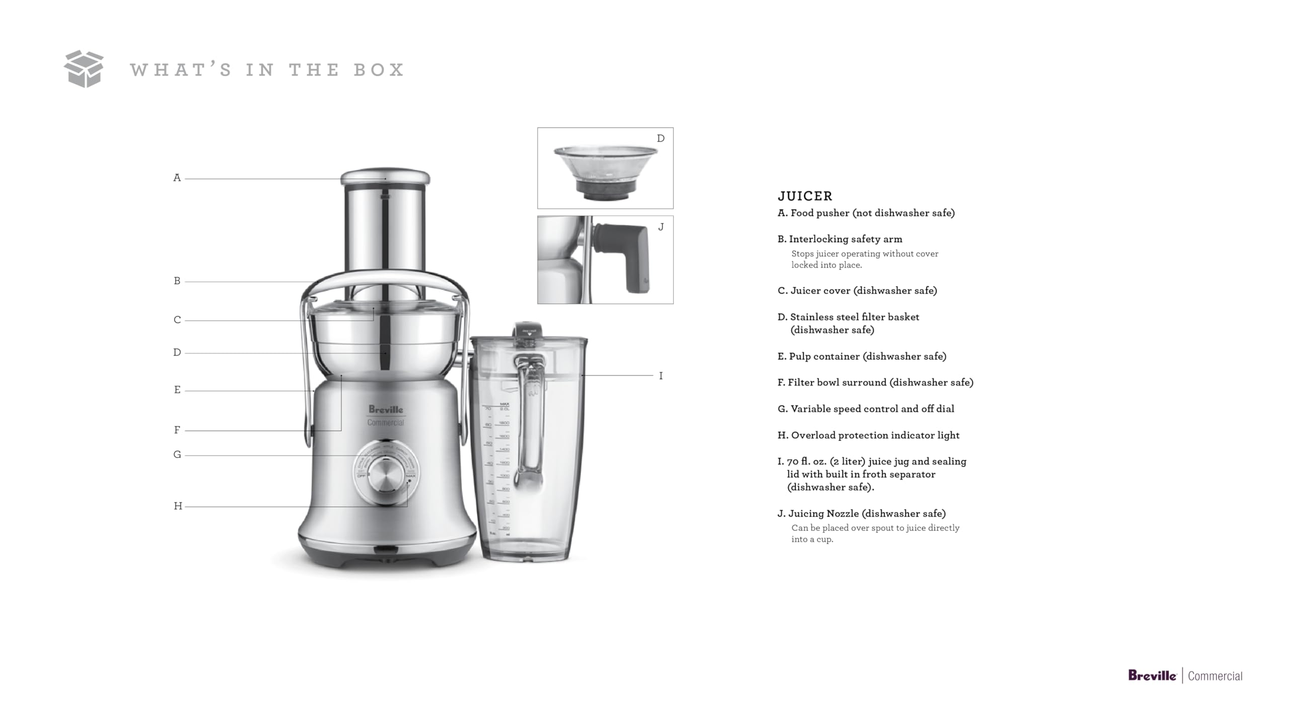 Breville CJE830BSS1BNA1, acabado inoxidable para uso comercial diario.