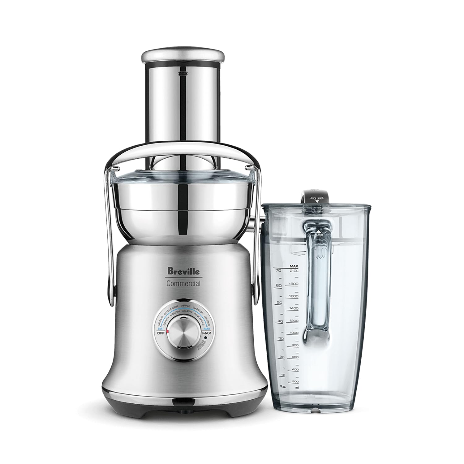 Breville CJE830BSS1BNA1, vista frontal del licuado, rendimiento sólido para servicio continuo.