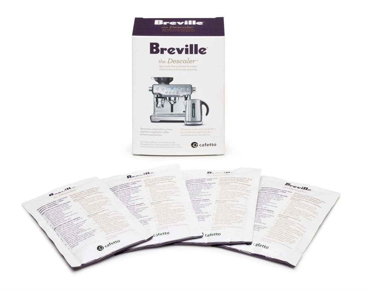 Desincrustante Breville para espresso, empaque de 4, ayuda a eliminar acumulación de minerales