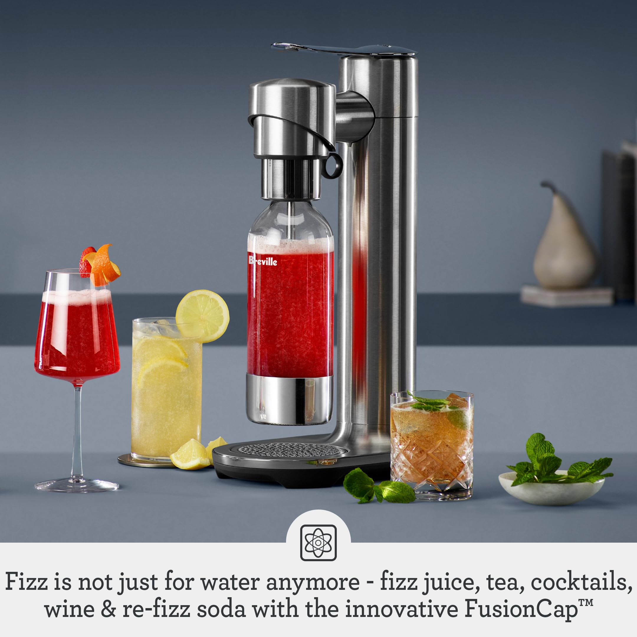 Breville InFizz Fusion, tapa FusionCap facilitando la carbonatación segura