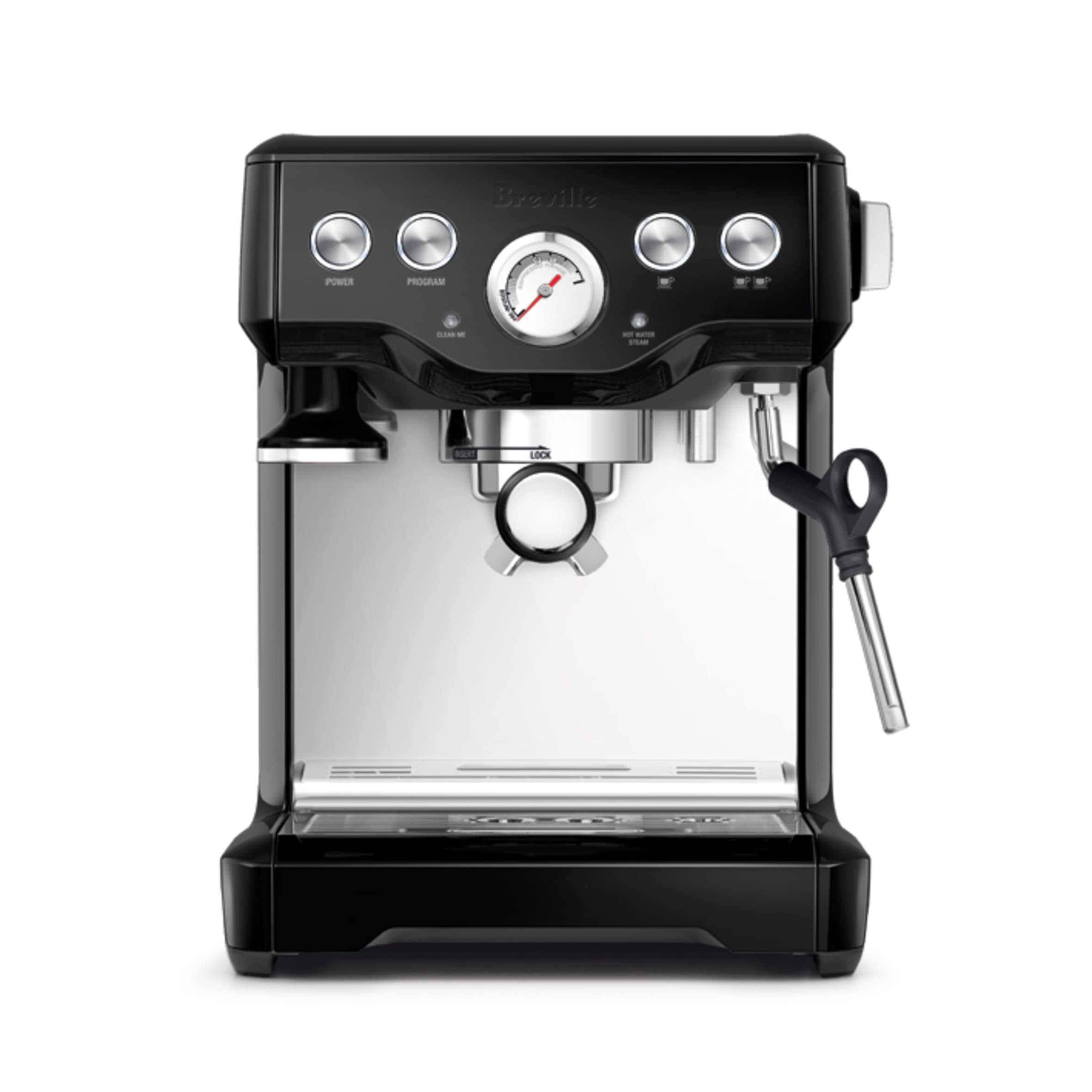 Breville Infuser BES840XL, frente de la máquina, café expreso equilibrado desde el inicio.