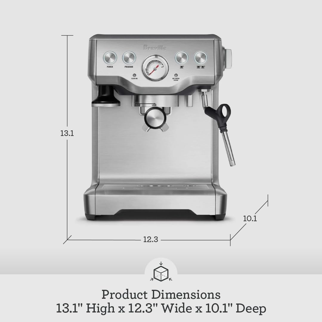 Breville Infuser BES840XL, panel de control claro para ajustar dosis.