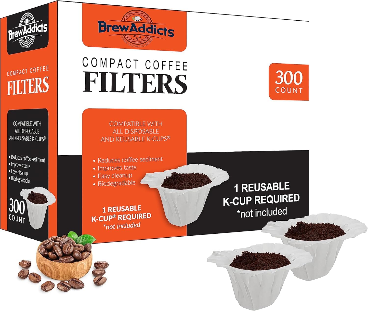 Filtro Brew Addicts 300 desechable en blanco para un café más limpio.