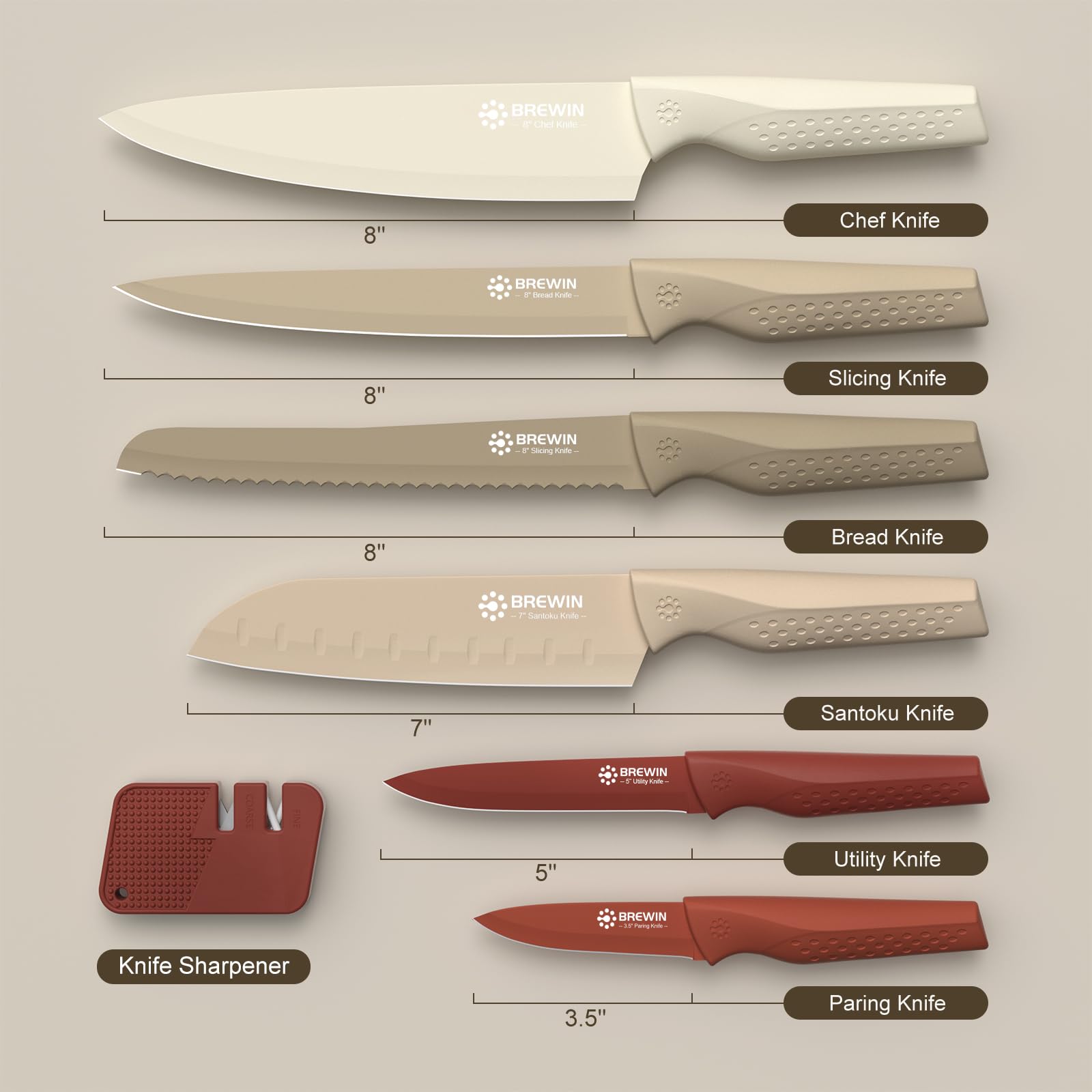 Cuchillo de pan Brewin de 8 pulgadas para rebanadas uniformes.