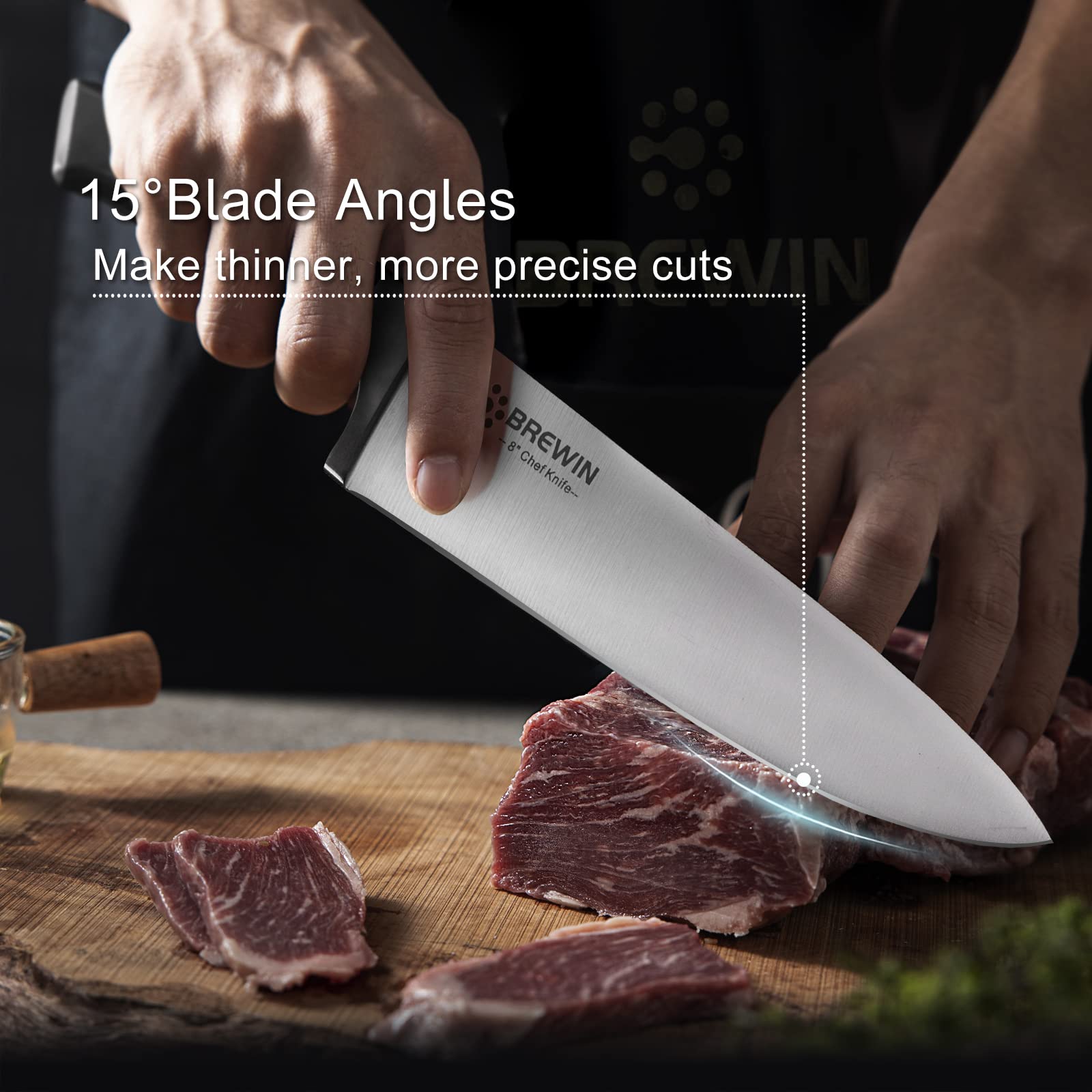 Cuchillo santoku Brewin con filo afilado para rebanes limpios