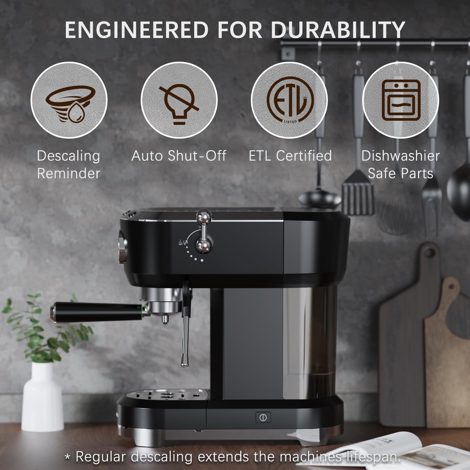 Brewmann máquina espresso, calentador de tazas para bebidas calientes.