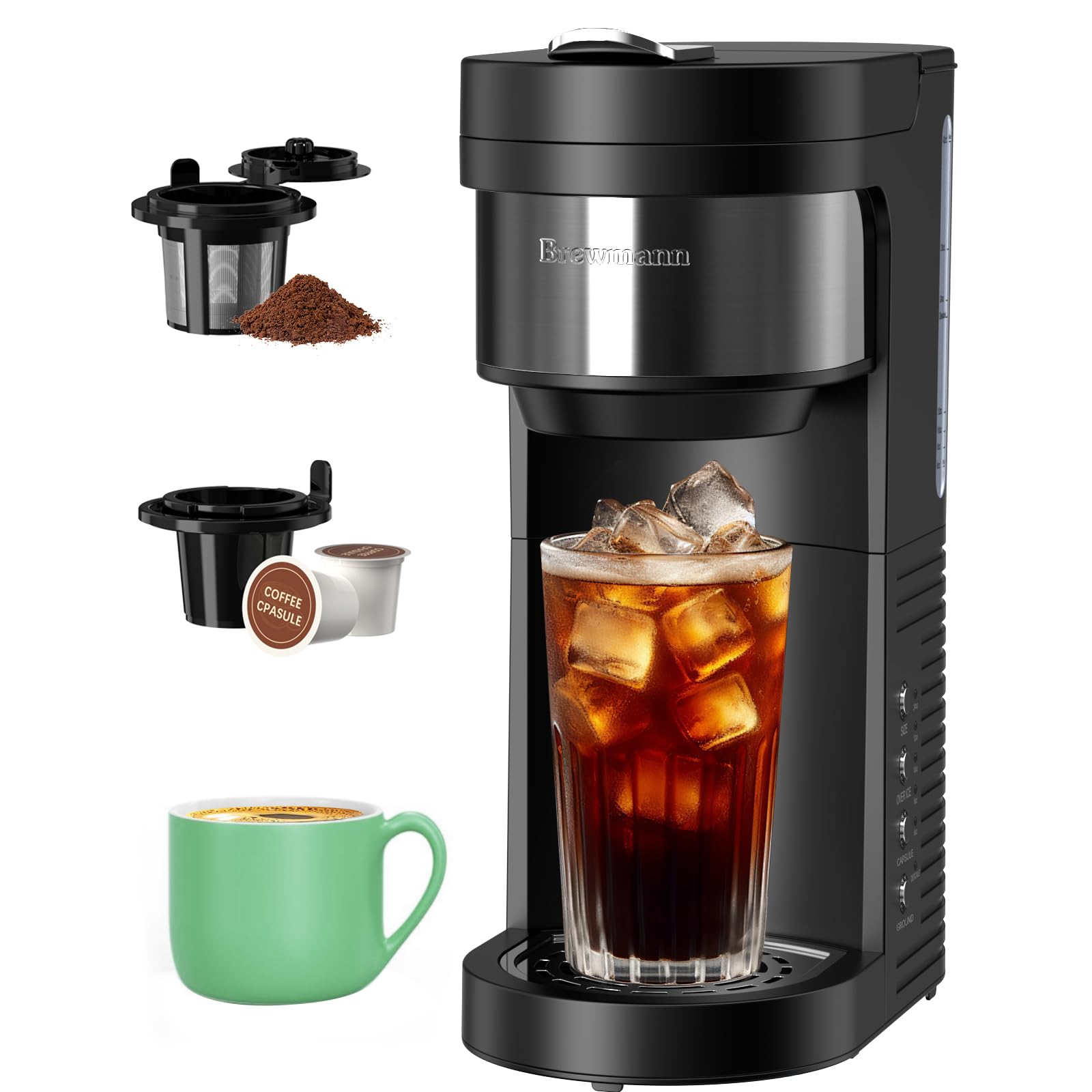Brewmann Solo Serve cafetera compacta para encimeras pequeñas, lista para café caliente