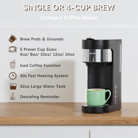 Brewmann cafetera con tanque de 42oz para menos recargas