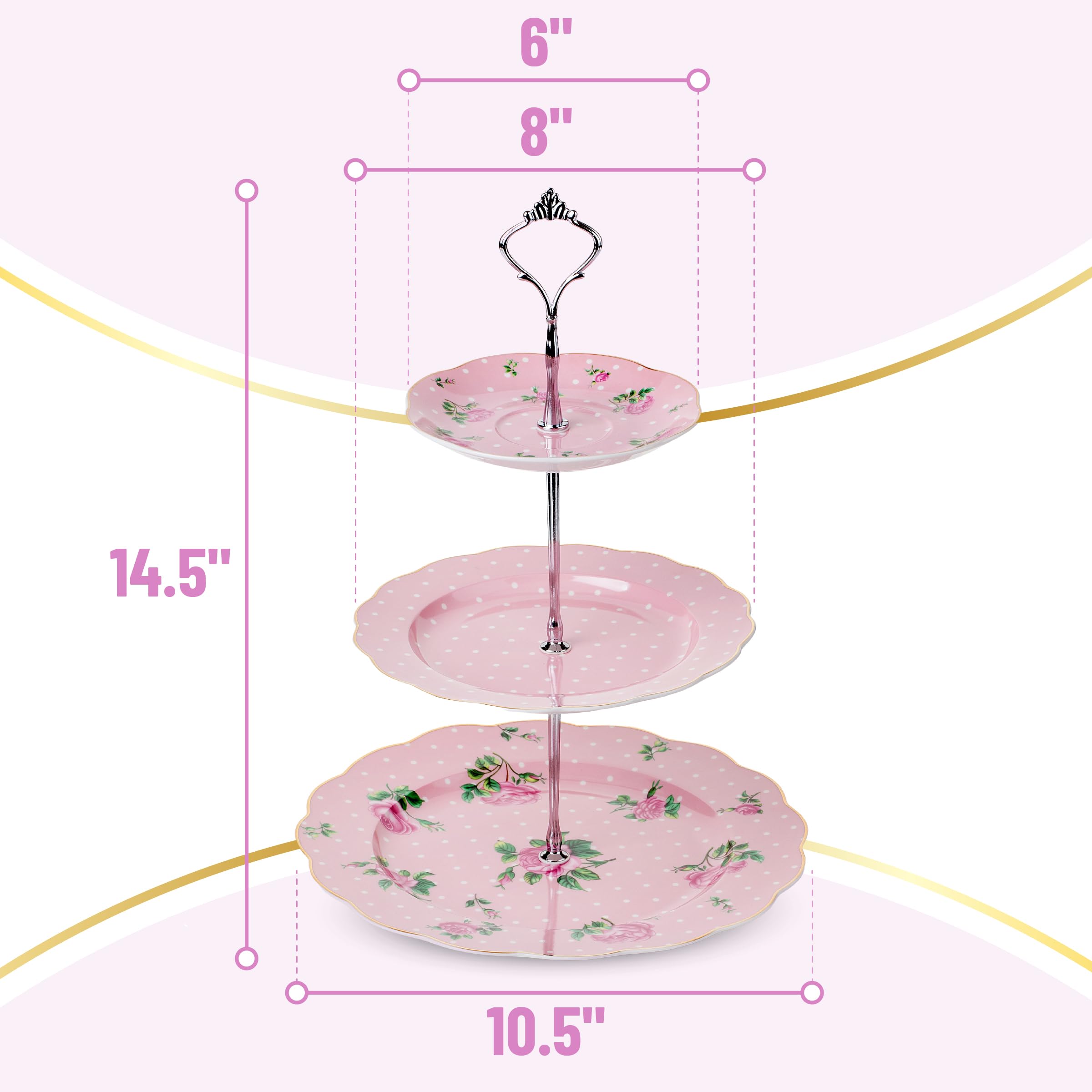 BTaT Floral rosa pastel con rosas y borde dorado añade elegancia.