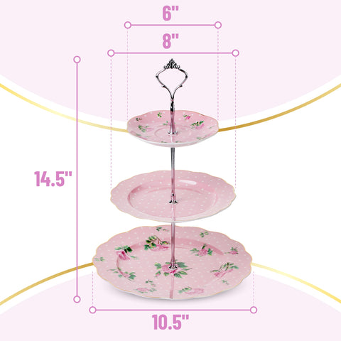 BTaT Floral rosa pastel con rosas y borde dorado añade elegancia.