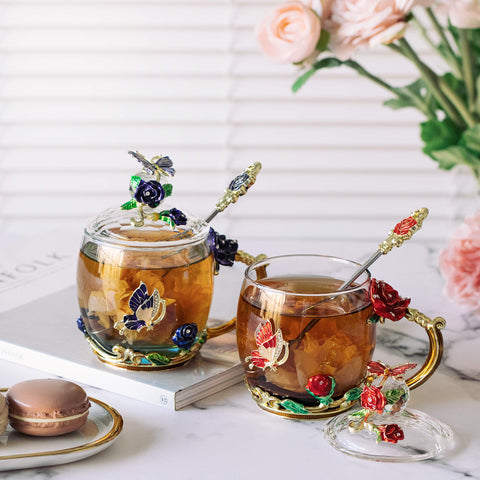 BTaT diseño de flores en tazas de té, estilo decorativo