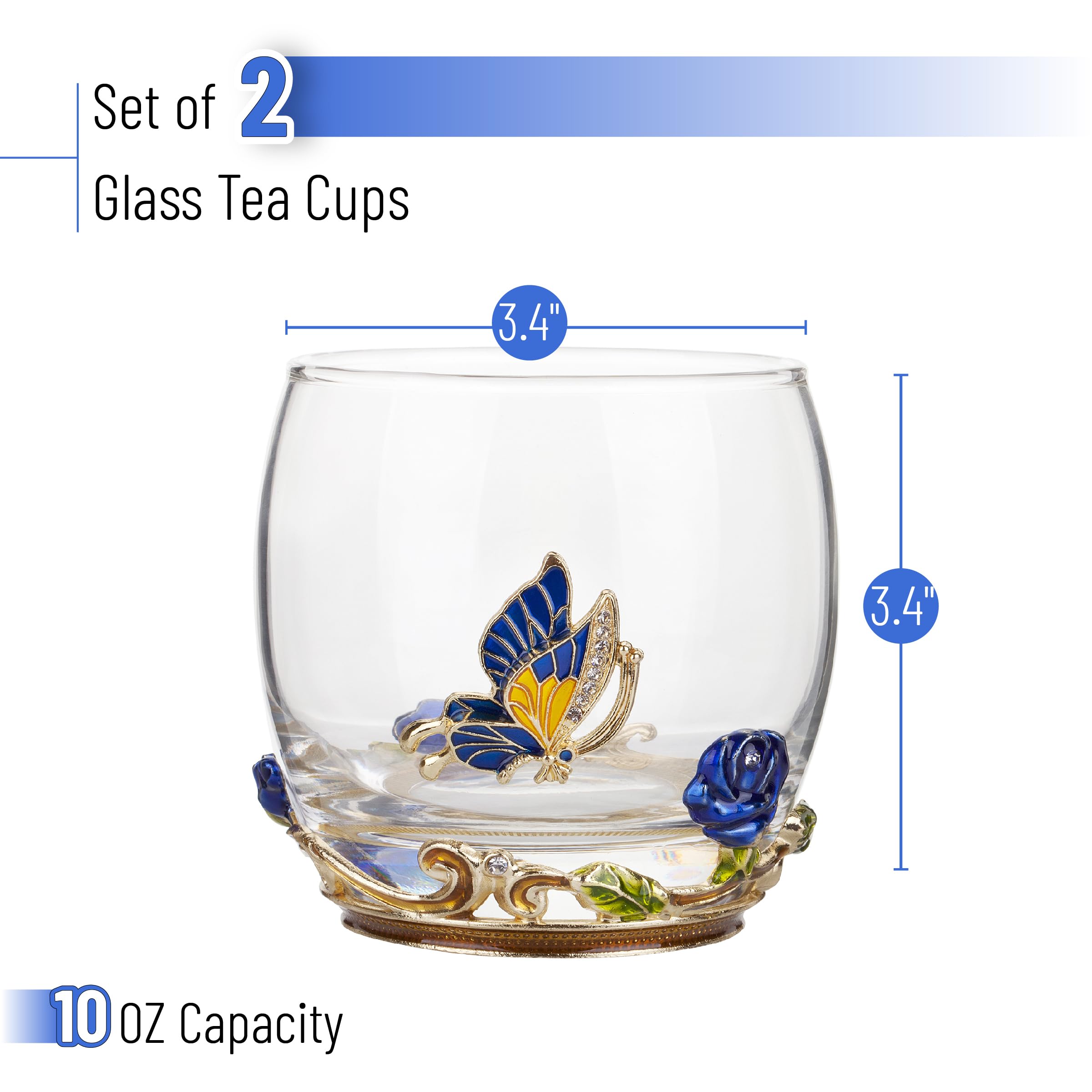 BTaT vaso vino 10 oz en azul y rojo, ideal para ocasiones especiales.