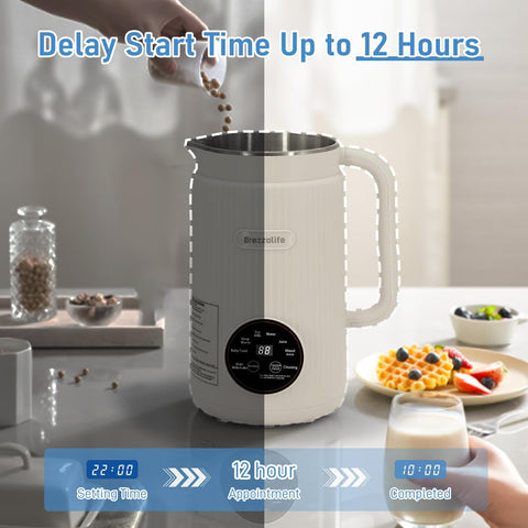 Brezzolife Nut Milk Maker con función de autolimpieza para mayor comodidad.