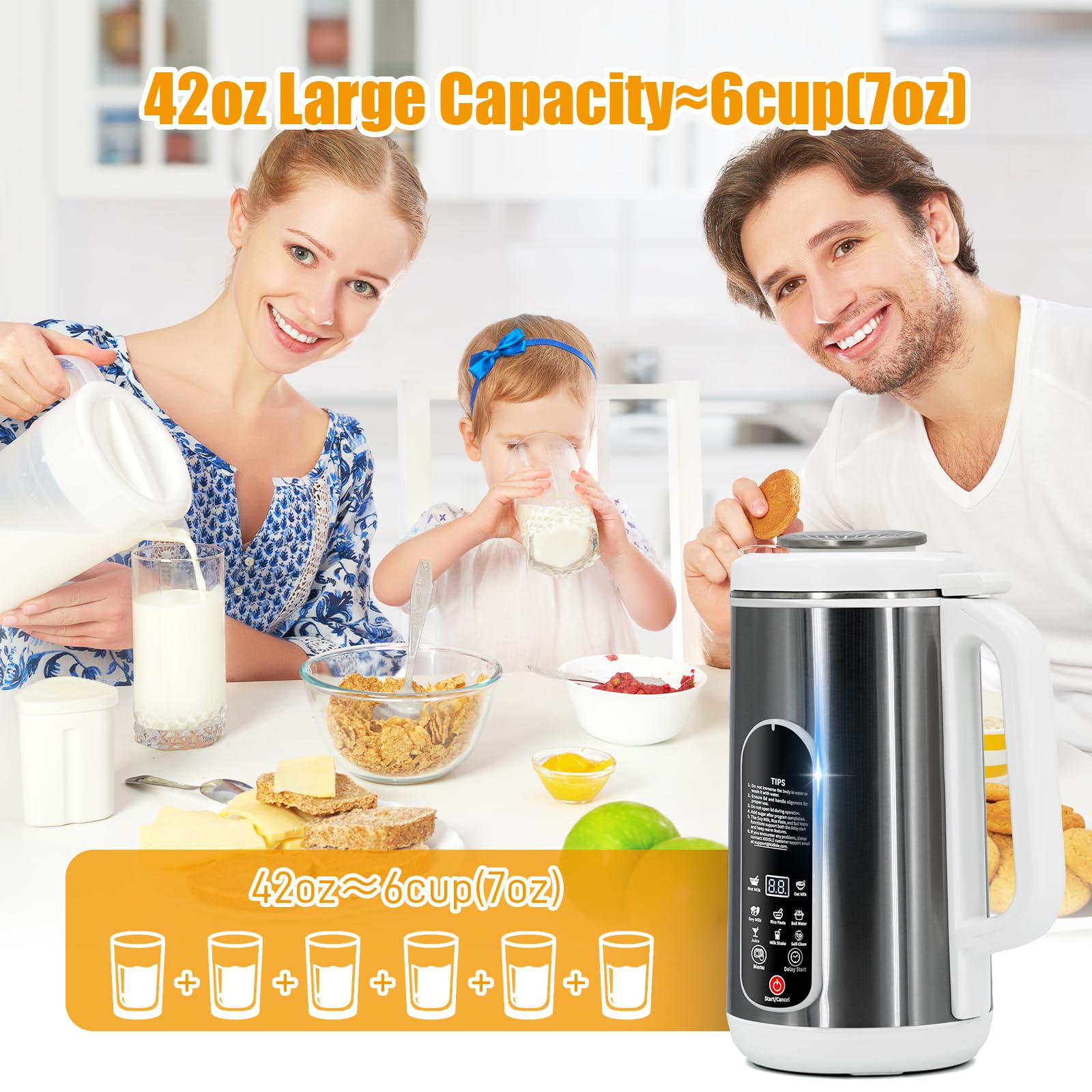 Brezzolife Nut Milk Maker con retardo de inicio, planifica bebidas con anticipación.