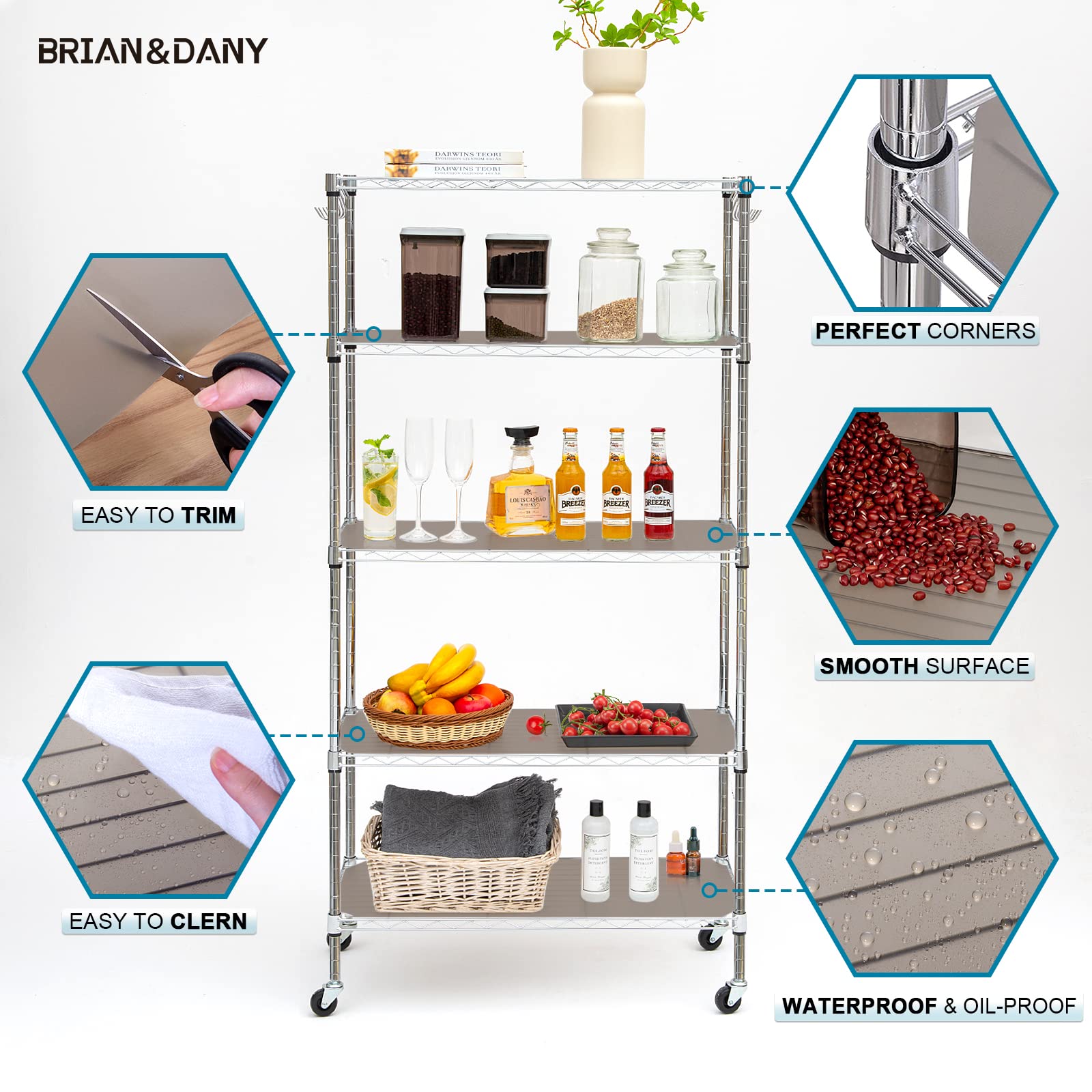 BRIAN Y DANY protector impermeable para estantes, evita filtraciones y facilita limpieza.
