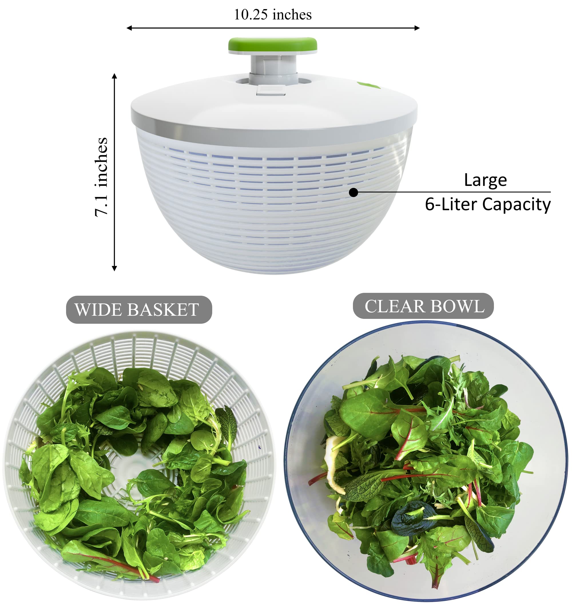 Brieftons ensaladera diseño-apilable para almacenamiento compacto