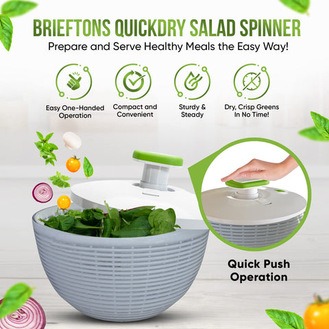 Brieftons ensaladera 6.2 qt secando hojas verdes de forma eficiente