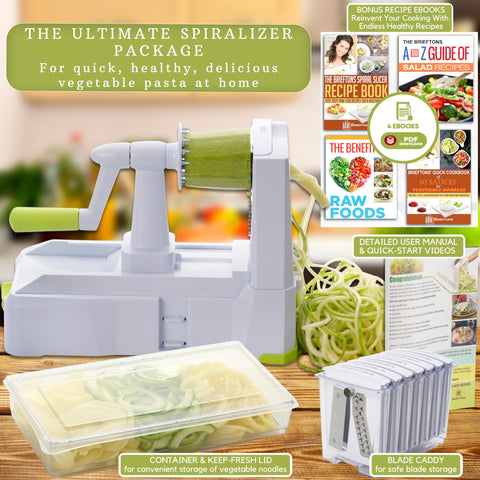 Brieftons Espiralizador con tapa para conservar la frescura de las verduras.