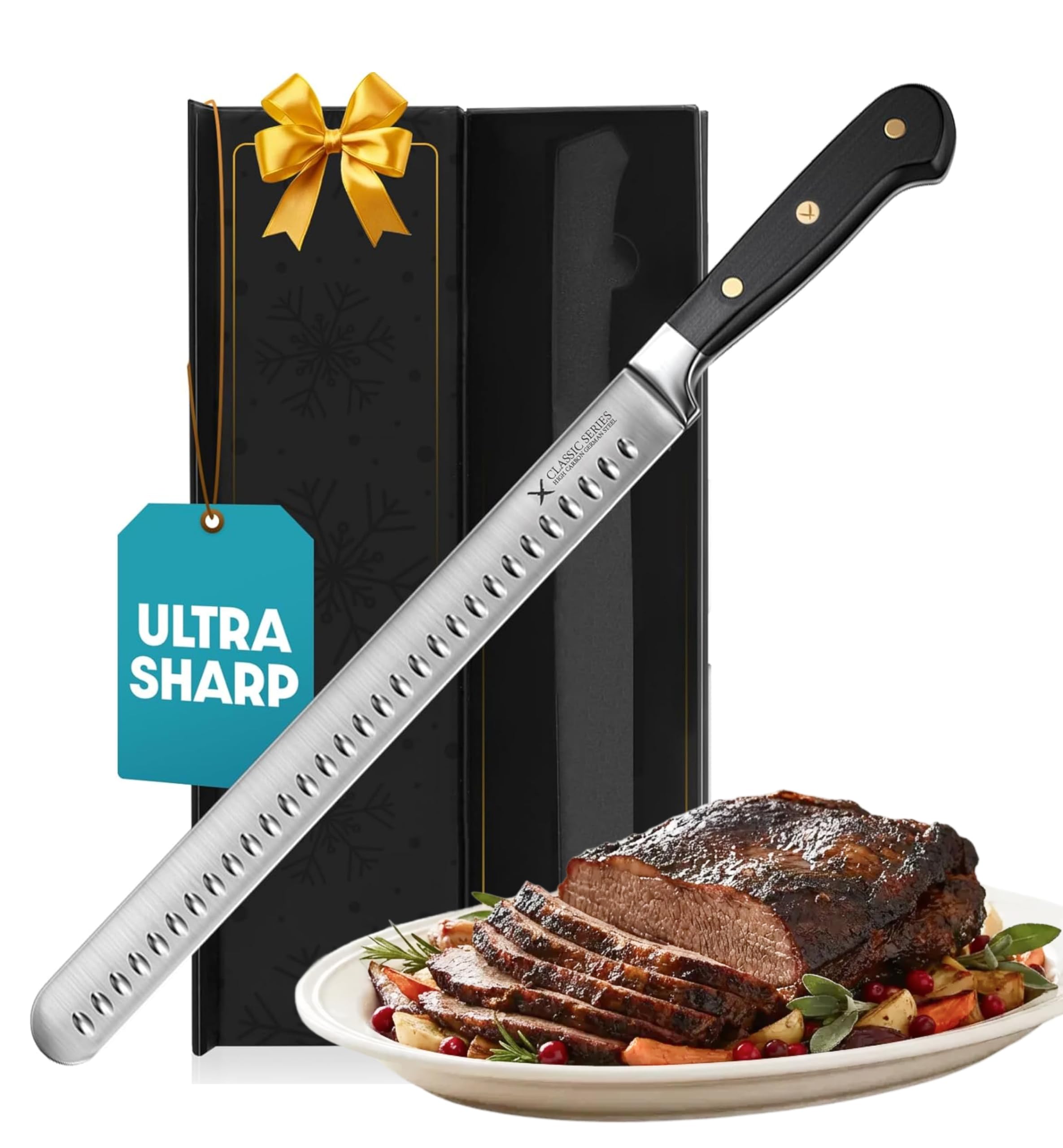 Bright Hobby cuchillo para brisket de 12 pulgadas, filo preciso para cortes uniformes.