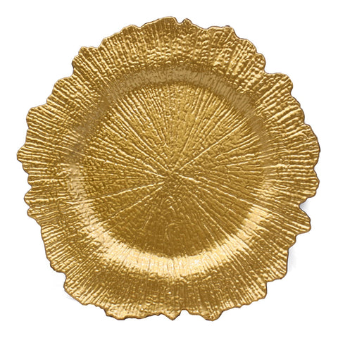 Brightalk placa cargador con motivo arrecife dorado, ideal para proteger la mesa durante la cena.
