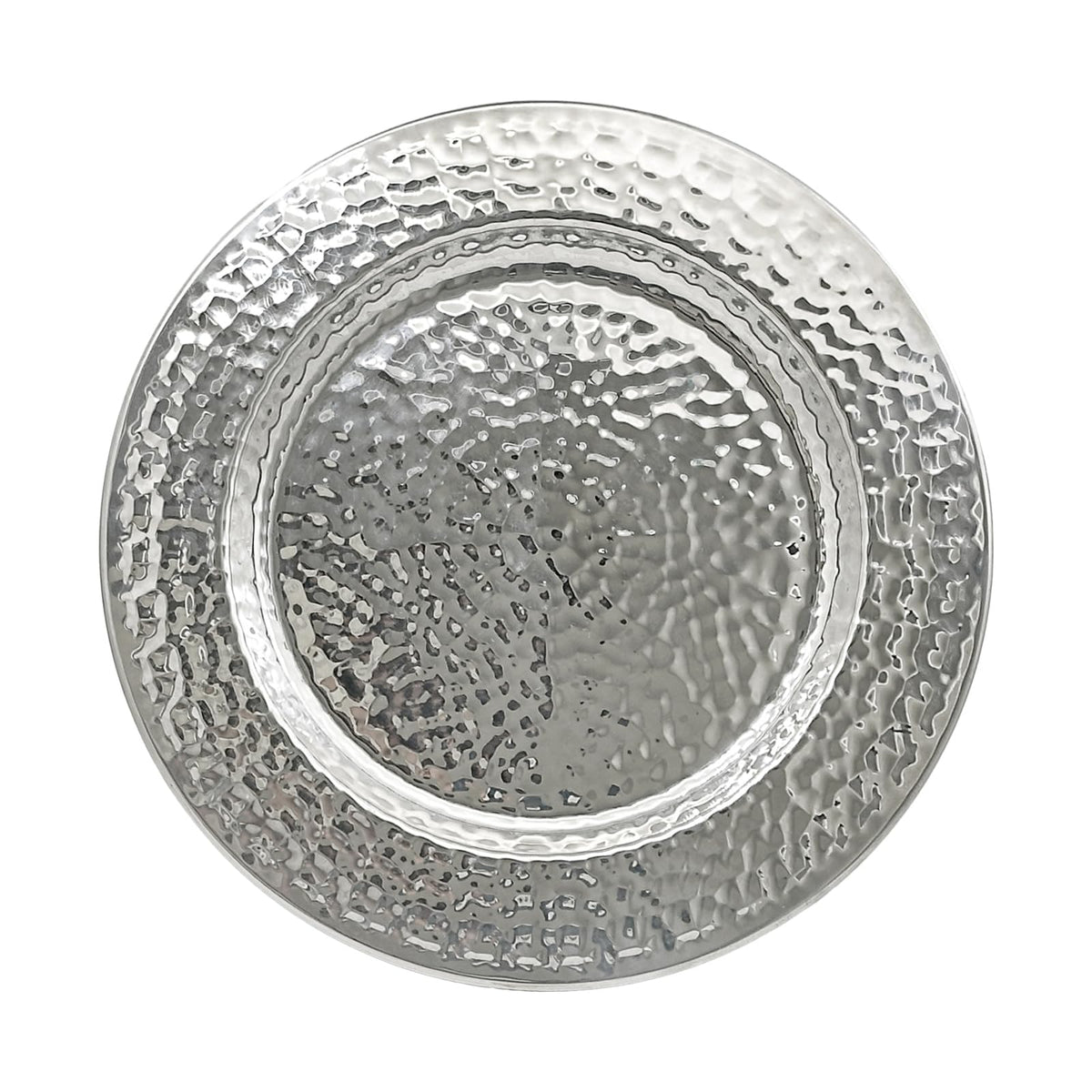 Brightalk plato cargador de acero inoxidable martillado de 13 pulgadas ofrece protección elegante para la mesa.