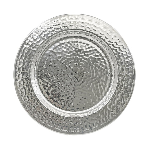 Brightalk plato cargador de acero inoxidable martillado de 13 pulgadas ofrece protección elegante para la mesa.