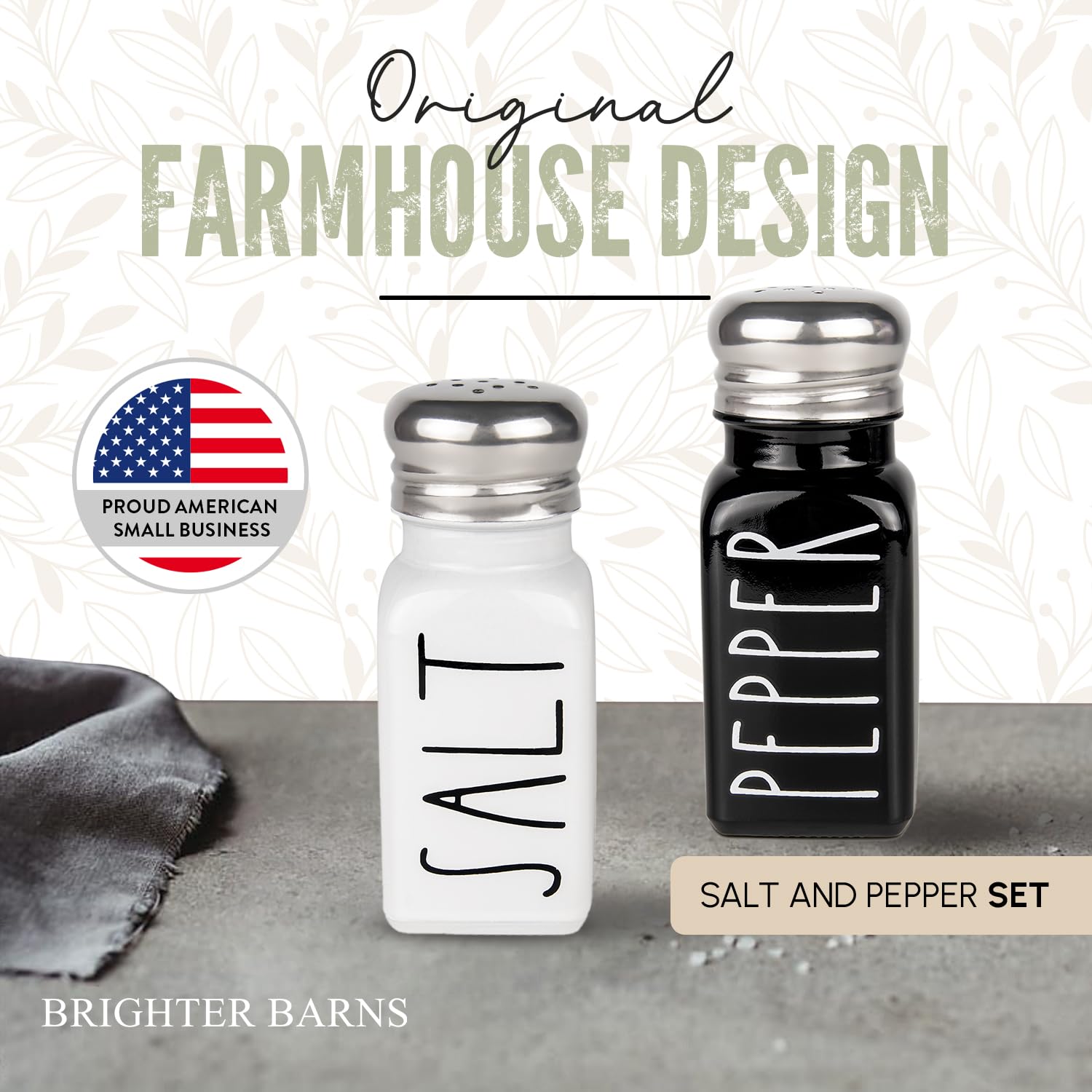 Brighter Barns Sal y Pimienta: diseño moderno para mesa elegante y funcional.